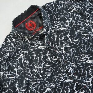 Au Noir Sz 6 Men's Black and White Casual Button Down Shirt 100% Cotton